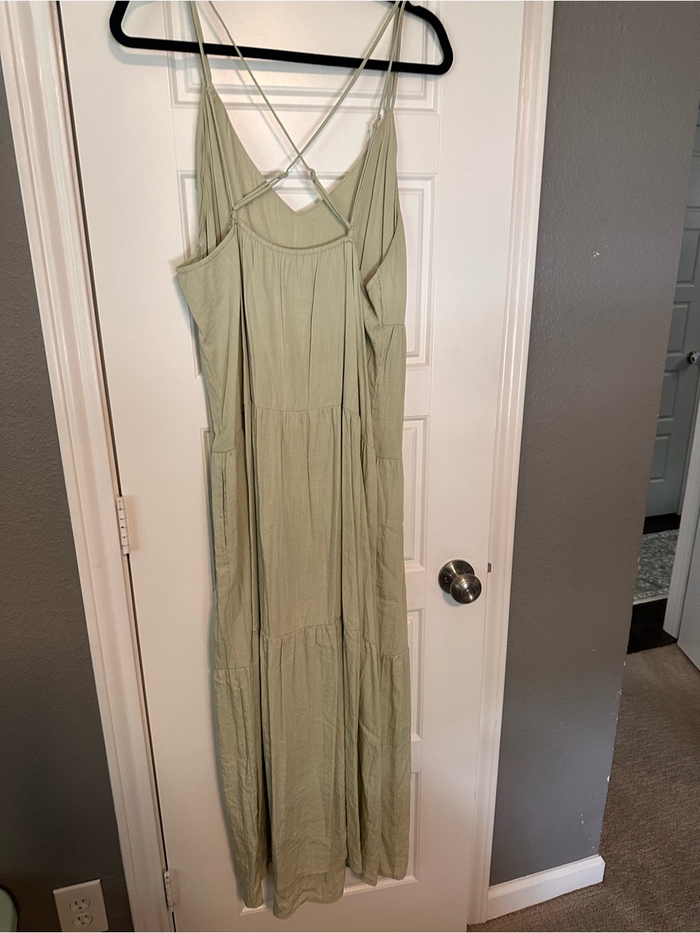 Amazon Light Sage Tiered Maxi Dress with Crisscross Straps - Picture 2 of 2